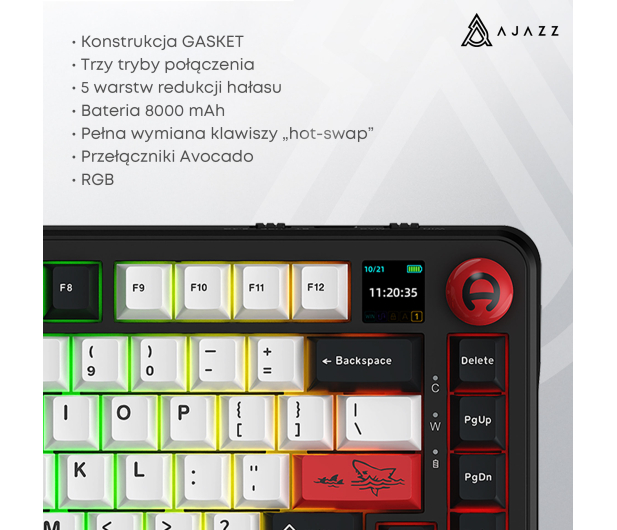 Ajazz AK820 MAX PLUS Avocado Switch Black Gray z ekranem - 1536374 - zdjęcie 7